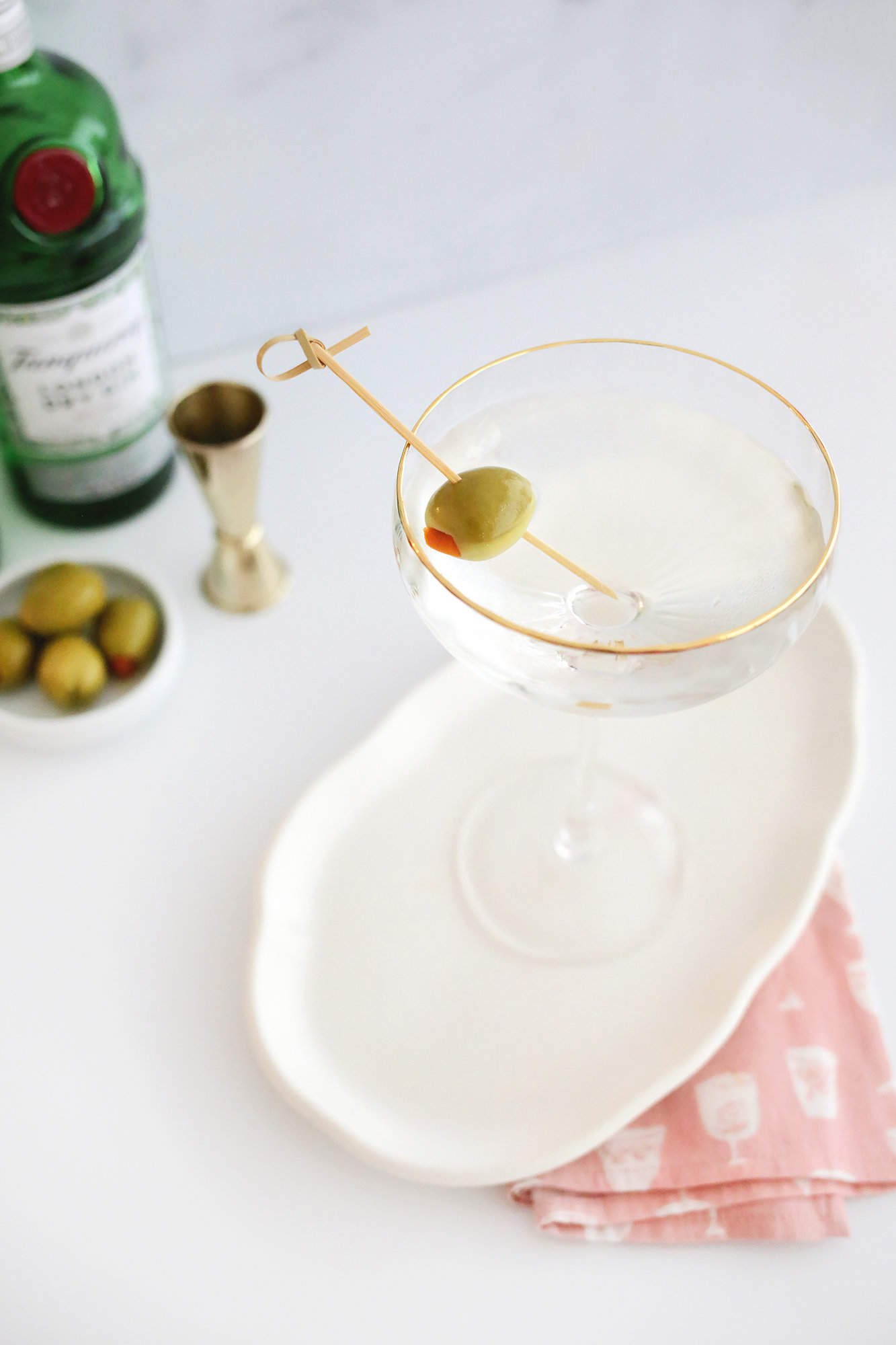 dry martini with an olive