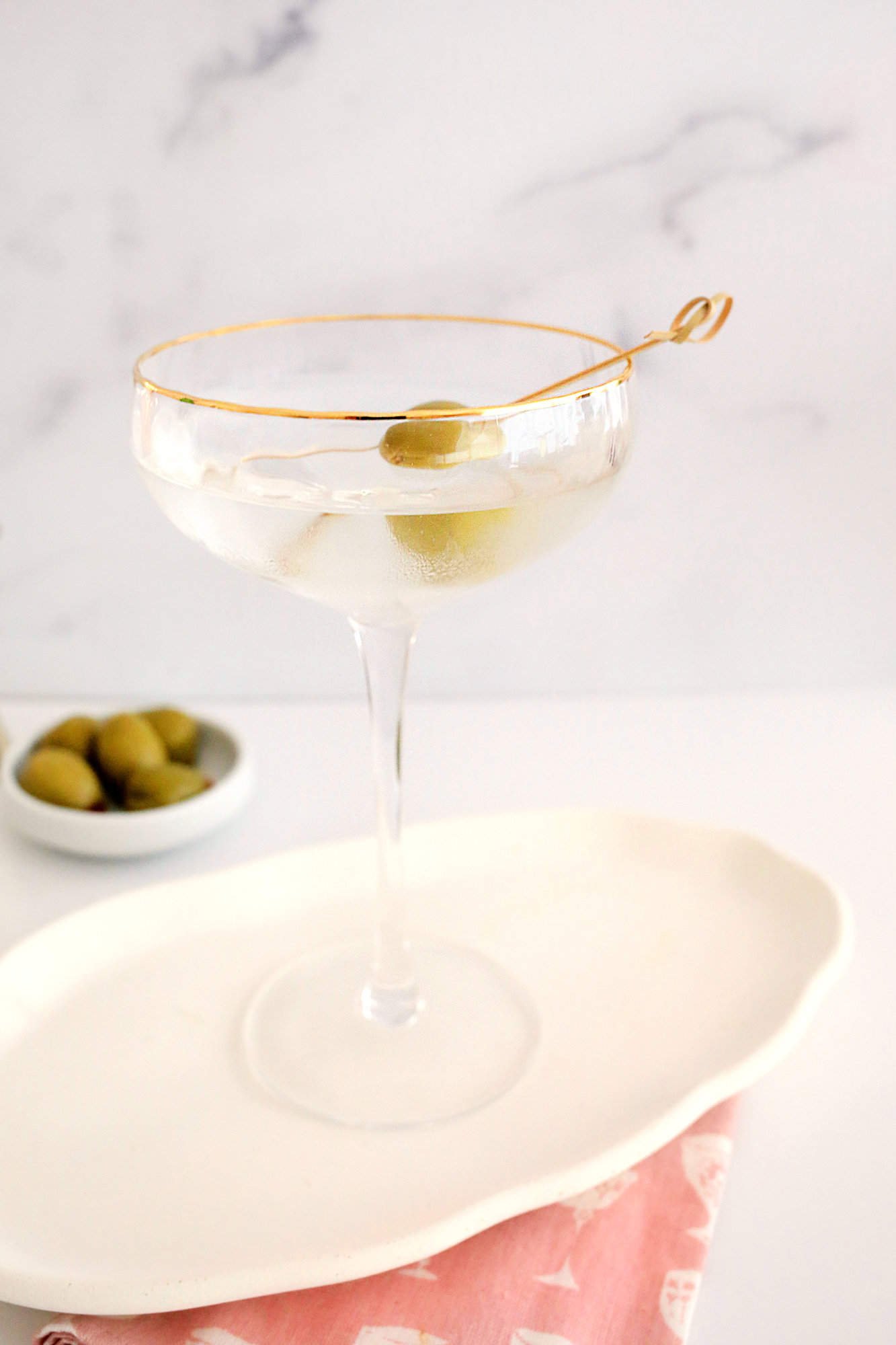 dry martini with an olive
