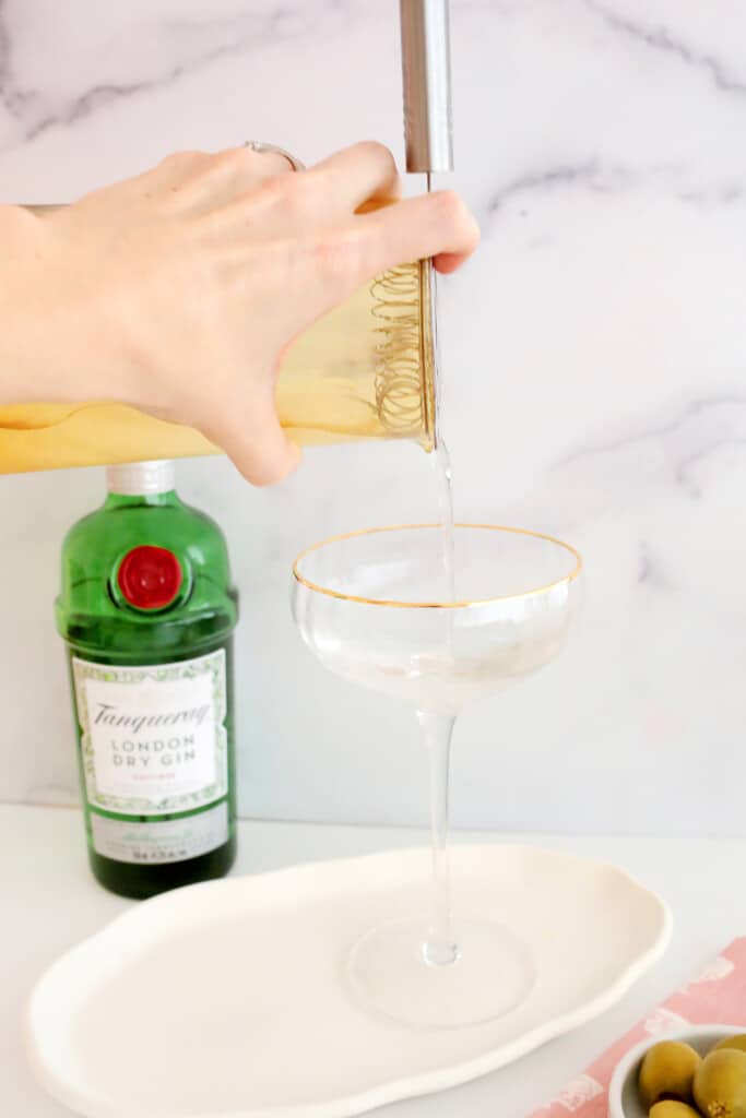 pouring a dry martini