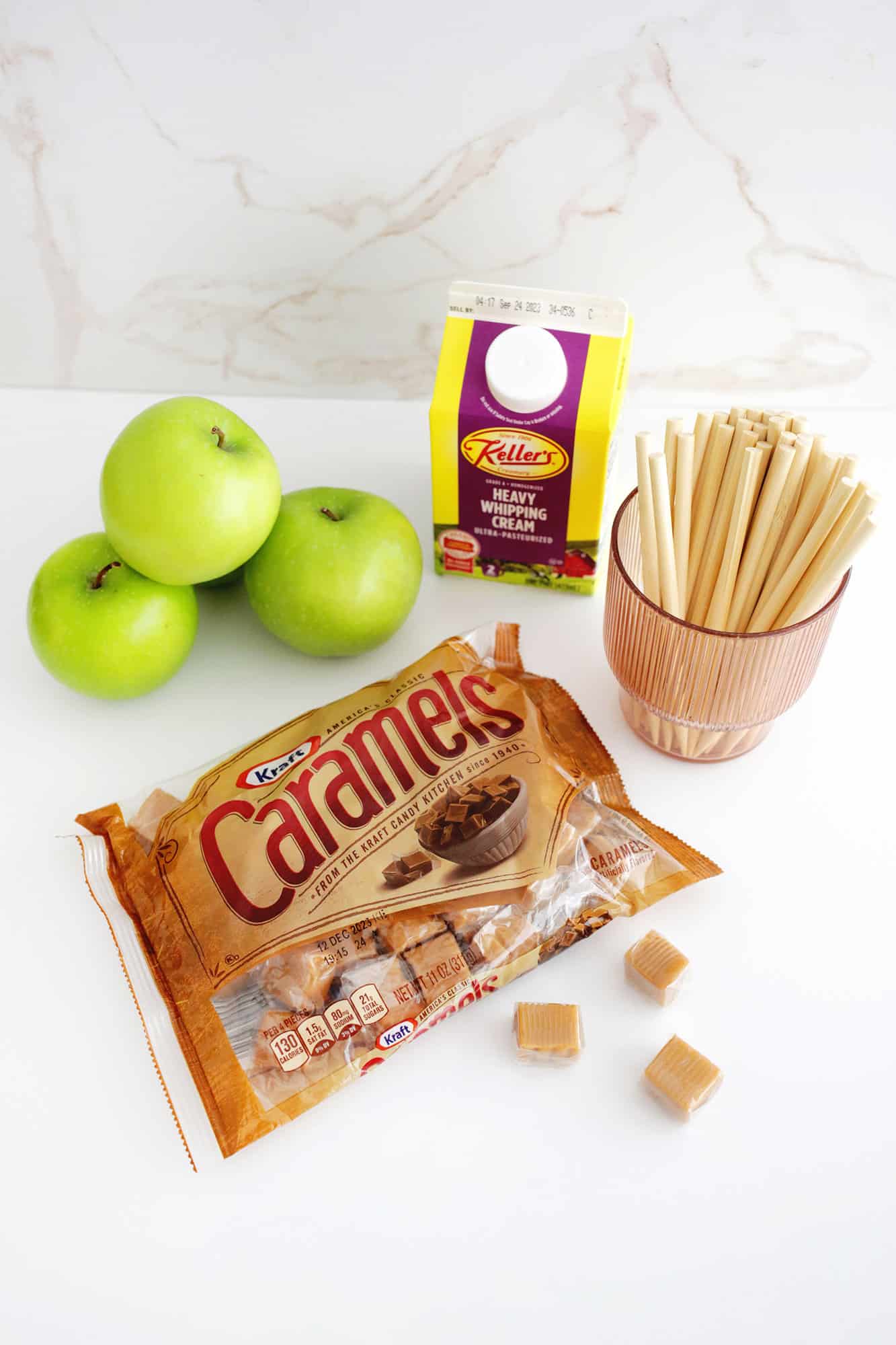 Supplies to make caramel apples