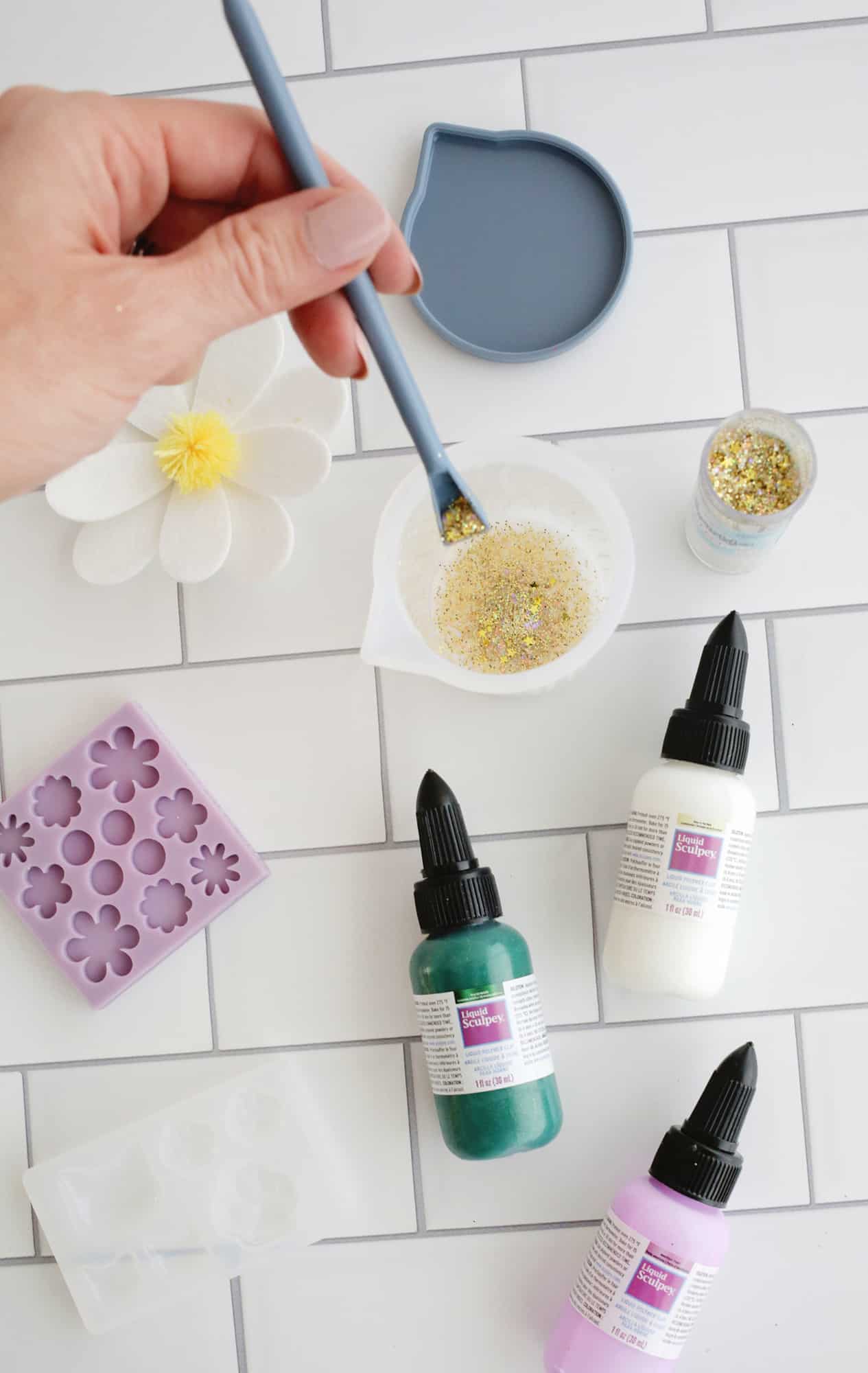 adding glitter to liquid sculpey