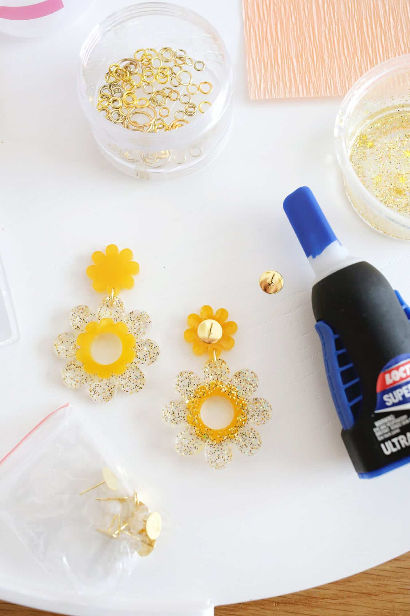 attaching backs of earrings with glue