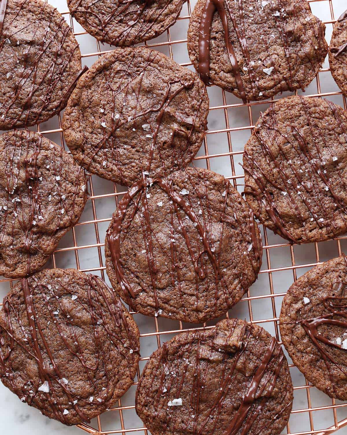 espresso cookies on baking rack